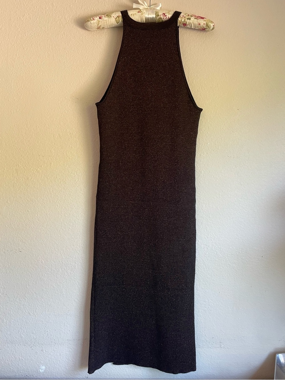 House of Harlow 1960 Metallic Bronze Ribbed Sleeveless Dress EUC - size Small - Picture 3 of 10